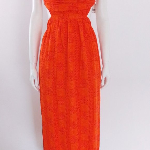 BNWT Free People (XS) Orange Summer Long Party Bandeau Cut-Out Maxi-Dress £98 - Picture 8 of 10